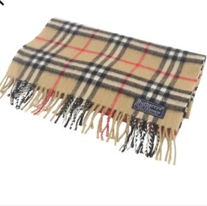 Burberry Tan and Black Cashmere Muffler/Scarf